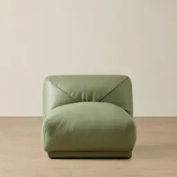 Crosby Light Green Leather Armless Module