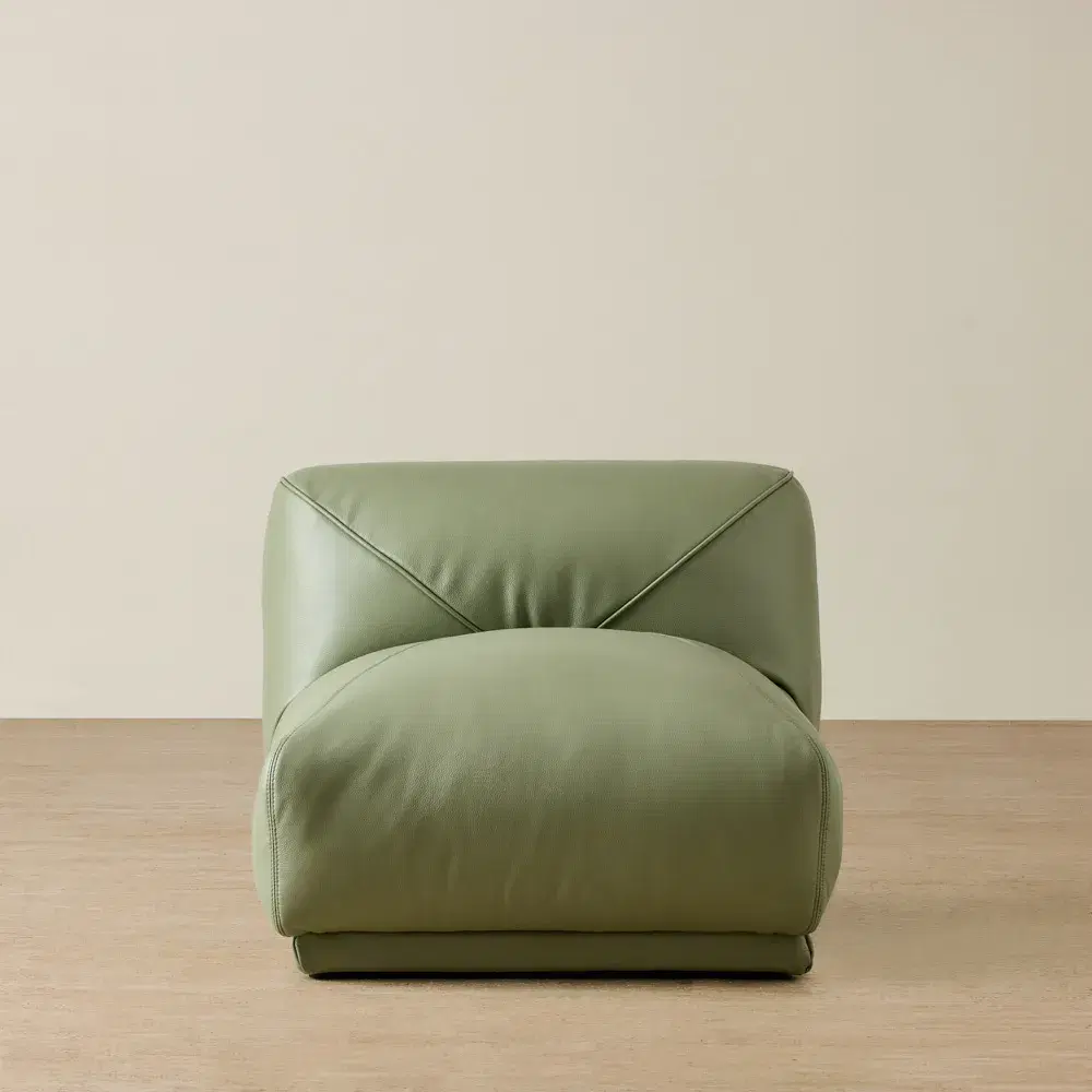 Crosby Light Green Leather Armless Module