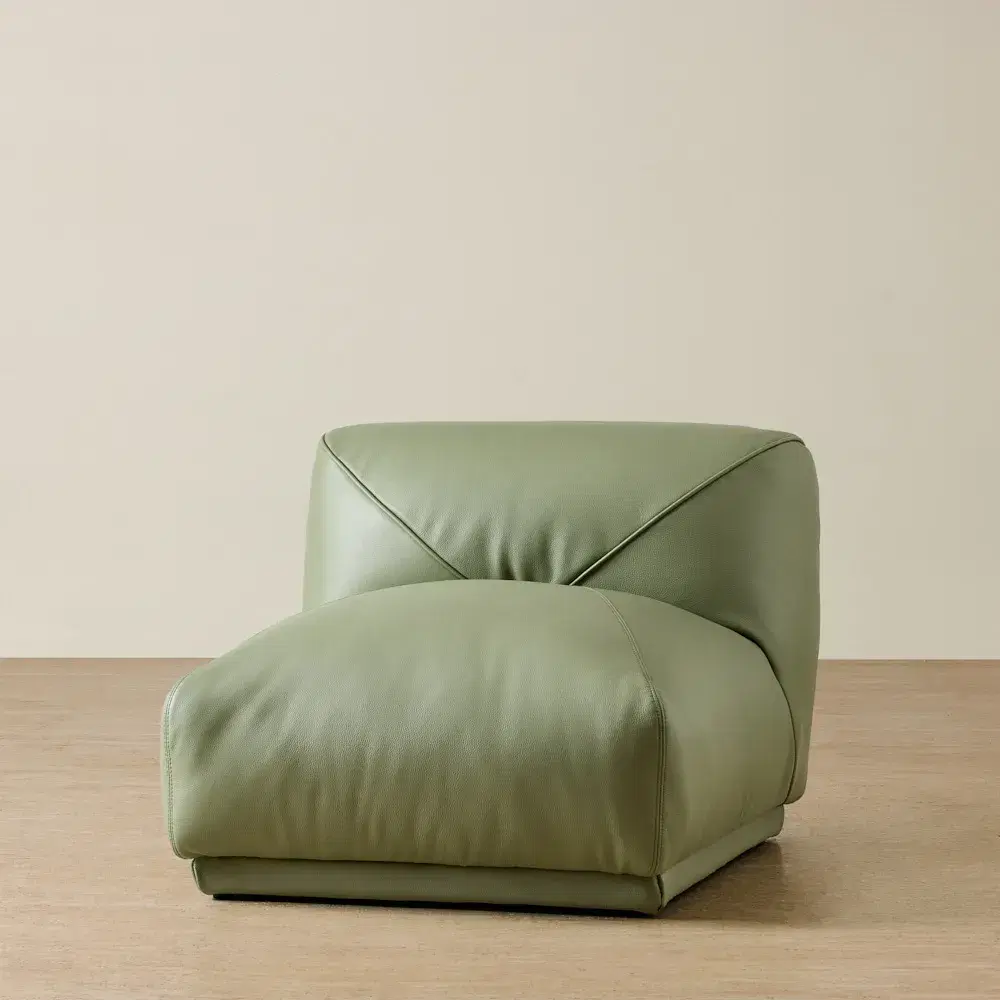 Crosby Light Green Leather Armless Module