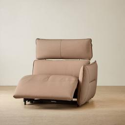 Linton Mushroom Beige Leather Dual Electric Recliner Right Arm Module