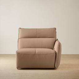 Linton Mushroom Beige Leather Dual Electric Recliner Right Arm Module