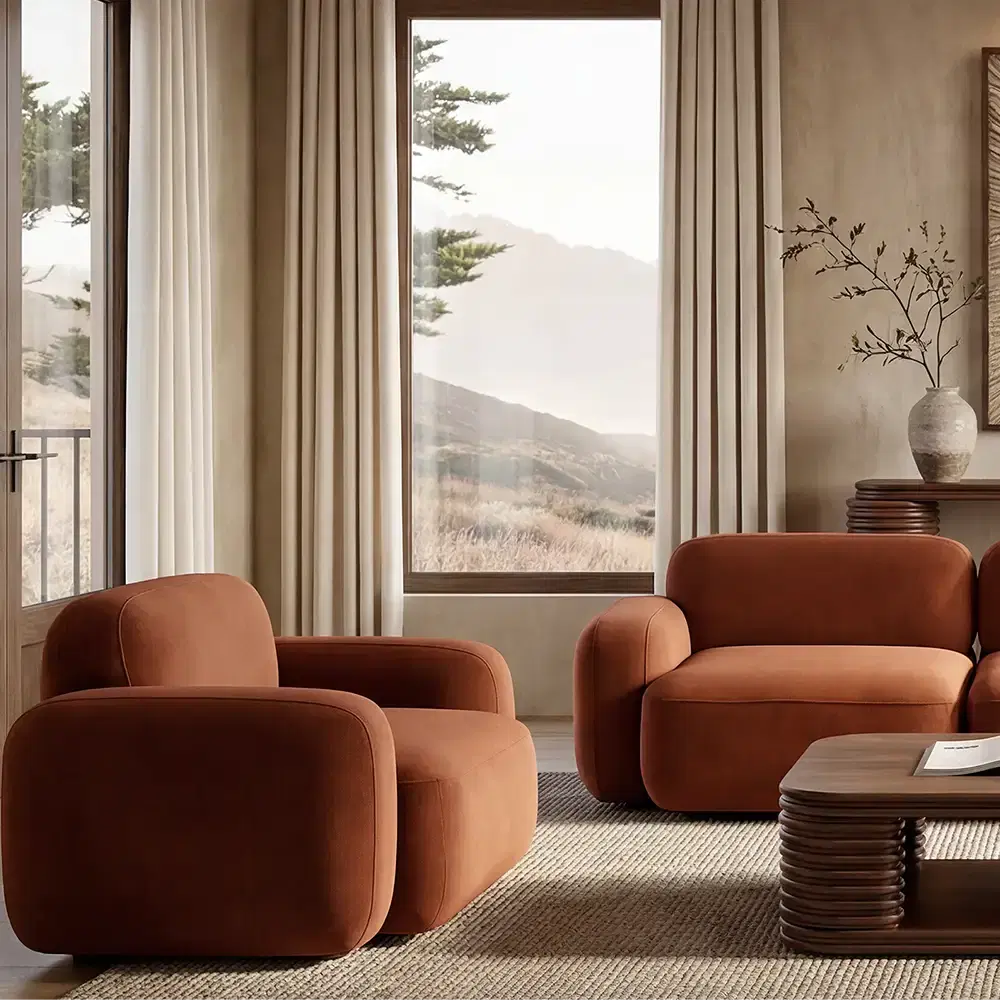 Capri Copper Brown Velveteen Occasional Chair