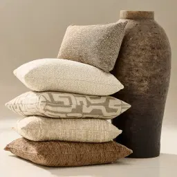 Stone Cream Woven Fabric Cushion 50x50