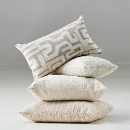 Stone Cream Woven Fabric Cushion 40x60