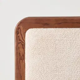 Ophelia Mid Beige Fabric Queen Bed with Smoky Walnut Bed Frame