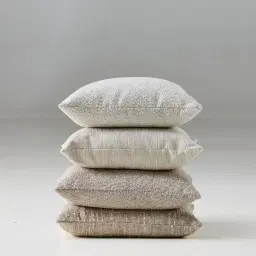 Atlas Cream Chenille Fabric Cushion 50x50