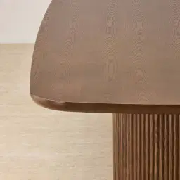 Terra Linea Amber Brown Ash Veneer Two- Round Leg Rectangular Dining Table - 240cm x 120cm