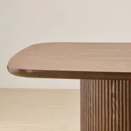 Terra Linea Amber Brown Ash Veneer Two- Round Leg Rectangular Dining Table - 240cm x 120cm