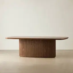 Terra Linea Amber Brown Ash Veneer Single Leg Rectangular Dining Table - 240cm x 120cm