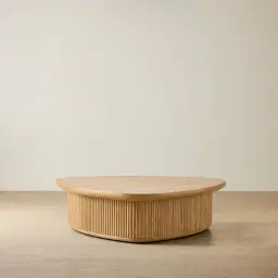Terra Linea Light Brown Ash Veneer Low Triangular Coffee Table - 110cm