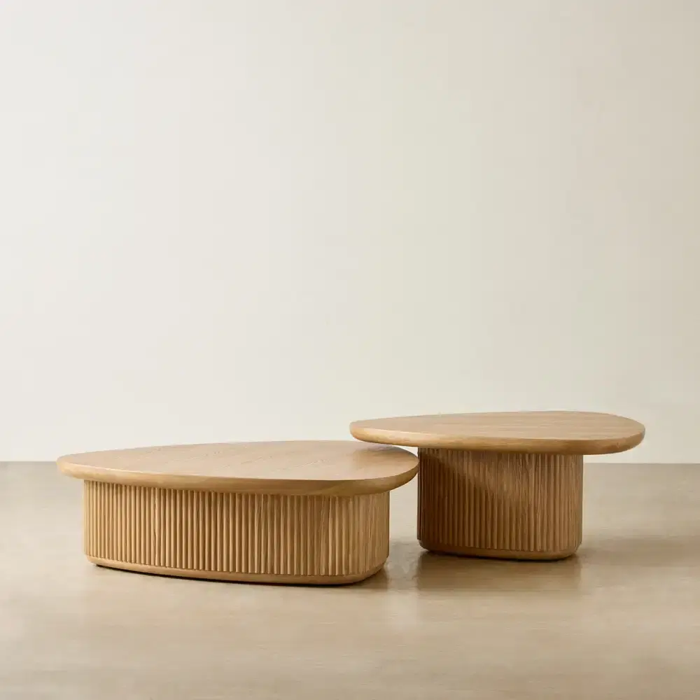 Terra Linea Light Ash Veneer Triangular High Coffee Table