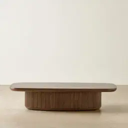 Terra Linea Amber Brown Ash Veneer Rectangular Coffee Table