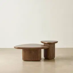 Terra Linea Amber Brown Ash Veneer Triangular Side Table