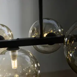 Bubbles Transparent Glass Chandelier - Black Frosted Metal