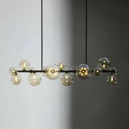 Bubbles Transparent Glass Chandelier - Black Frosted Metal