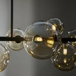 Bubbles Transparent Glass Chandelier - Black Frosted Metal