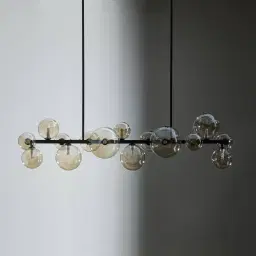 Bubbles Transparent Glass Chandelier - Black Frosted Metal