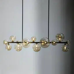 Bubbles Transparent Glass Chandelier - Black Frosted Metal