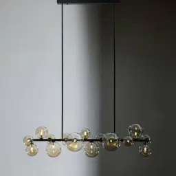 Bubbles Transparent Glass Chandelier - Black Frosted Metal