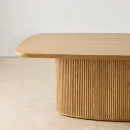 Terra Linea Light Brown Ash Veneer Single Leg Rectangular Dining Table - 180cm x 100cm