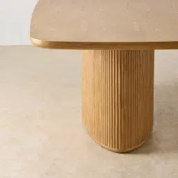 Terra Linea Light Brown Ash Veneer Single Leg Rectangular Dining Table - 180cm x 100cm