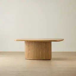 Terra Linea Light Brown Ash Veneer Single Leg Rectangular Dining Table - 180cm x 100cm