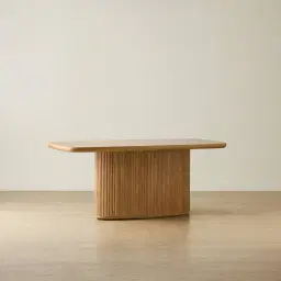 Terra Linea Light Brown Ash Veneer Single Leg Rectangular Dining Table - 180cm x 100cm