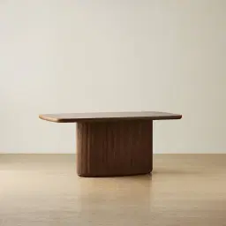 Terra Linea Amber Brown Ash Veneer Single Leg Rectangular Dining Table - 180cm x 100cm