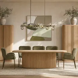 Terra Linea Amber Brown Ash Veneer Single Leg Rectangular Dining Table - 270cm x 120cm