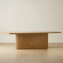 Terra Linea Light Brown Ash Veneer Single Leg Rectangular Dining Table - 270cm x 120cm