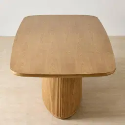 Terra Linea Light Brown Ash Veneer Single Leg Rectangular Dining Table - 270cm x 120cm