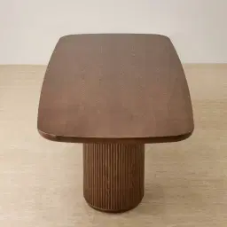 Terra Linea Amber Brown Ash Veneer Two- Round Leg Rectangular Dining Table - 180cm x 100cm