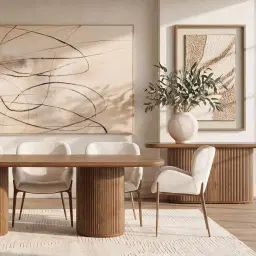 Terra Linea Amber Brown Ash Veneer Two- Round Leg Rectangular Dining Table - 180cm x 100cm