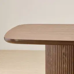 Terra Linea Amber Brown Ash Veneer Two- Round Leg Rectangular Dining Table - 180cm x 100cm