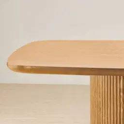 Terra Linea Light Brown Ash Veneer Two- Round Leg Rectangular Dining Table - 180cm x 100cm