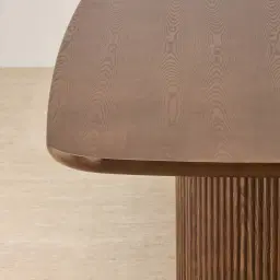 Terra Linea Amber Brown Ash Veneer Two - Round Leg Rectangular Dining Table - 270cm x 120cm