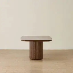 Terra Linea Amber Brown Ash Veneer Two - Round Leg Rectangular Dining Table - 270cm x 120cm