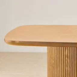 Terra Linea Light Brown Ash Veneer Two - Round Leg Rectangular Dining Table - 270cm x 120cm