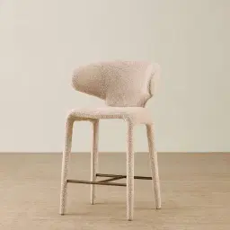 Debra Mid Beige Woven Fabric Counter Stool