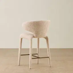 Debra Mid Beige Woven Fabric Counter Stool