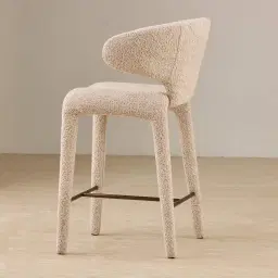 Debra Mid Beige Woven Fabric Counter Stool