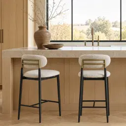 Amali Dove Grey Woven Fabric Counter Stool