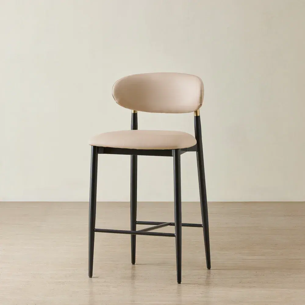 Amali Sand Beige Vegan Leather Counter Stool