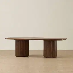 Terra Linea Amber Brown Ash Veneer Two- Triangular Leg Rectangular Dining Table - 240cm x 120cm