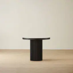 Archie Black Round Dining Table with White Sintered Stone Top - 90cm