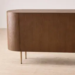 Napa II Caramel Oak 4-Door Sideboard - Antique Brass Frame