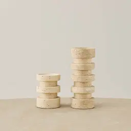 Rikki Beige Travertine Candle Holder 25.5cm