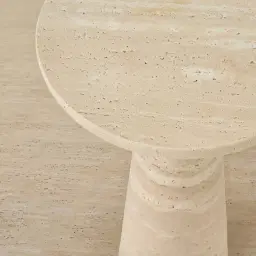 Hora Beige Travertine Side Table