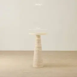 Hora Beige Travertine Side Table