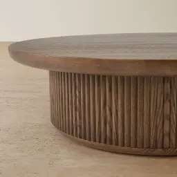 Terra Linea Amber Brown Ash Veneer Low Round Coffee Table - 110cm